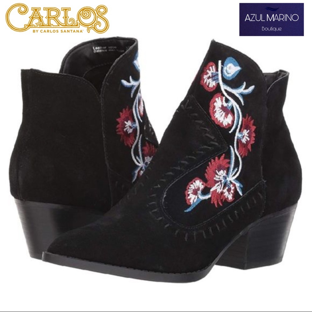 Carlos by Carlos Santana — Vivien Floral Embroidered Boots in Black • Botas •